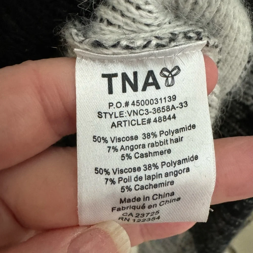 TNA Angora/Cashmere blend black and white plaid sweater. Size XS. - Picture 6 of 6